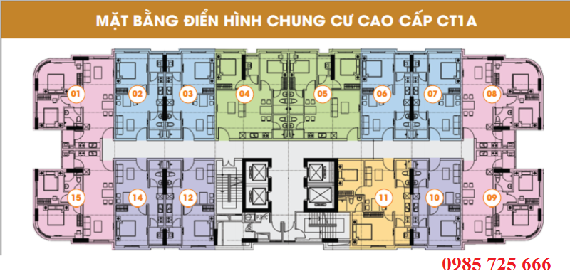 Mặt bằng tòa CT1A - Khu đô thị mới Nghĩa Đô - 106 Hoàng Quốc Việt - Cầu Giấy