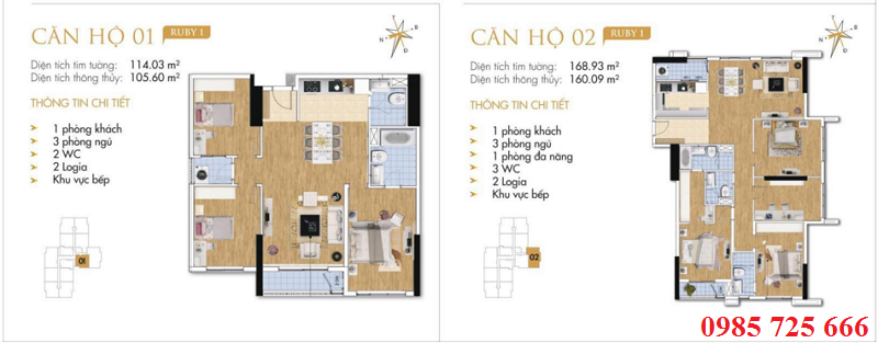 Thiết kế chi tiết căn hộ 1-2 Ruby 1 Goldmark City - 136 Hồ Tùng Mậu - Từ Liêm