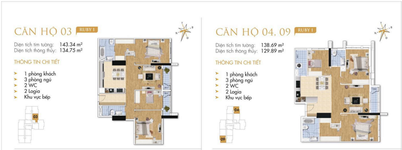 Thiết kế chi tiết căn hộ 3-4-9 Ruby 1 Goldmark City - 136 Hồ Tùng Mậu - Từ Liêm