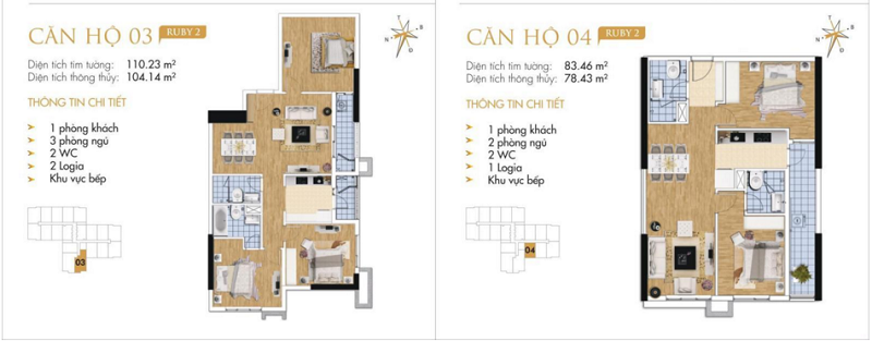 Thiết kế chi tiết căn hộ 3-4 Ruby 2 Goldmark City- 136 Hồ Tùng Mậu - Từ Liêm