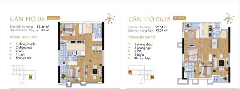 Thiết kế chi tiết căn hộ 5-6-15 Ruby 2 Goldmark City- 136 Hồ Tùng Mậu - Từ Liêm