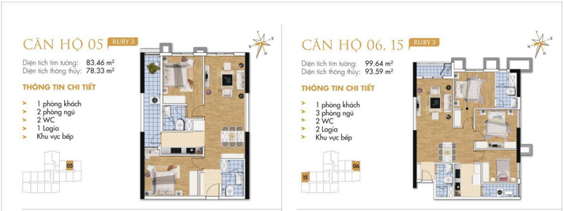 Thiết kế chi tiết căn hộ 5-6-15 Ruby 3 Goldmark City- 136 Hồ Tùng Mậu - Từ Liêm