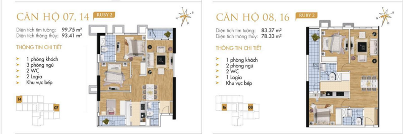 Thiết kế chi tiết căn hộ 7-8-14-16 Ruby 2 Goldmark City- 136 Hồ Tùng Mậu - Từ Liêm