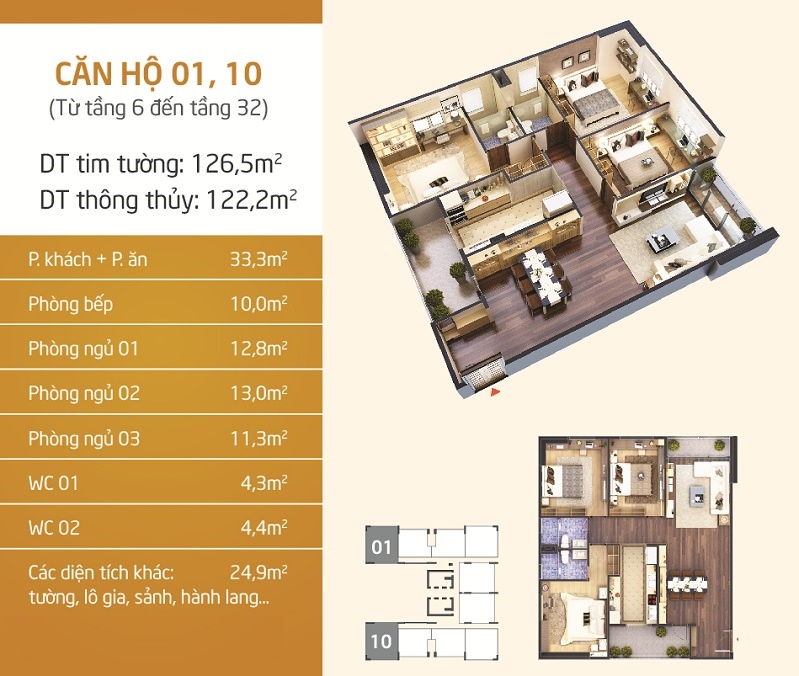 Thiết kế căn hộ 1- 10 Chung cư Lạc Hồng Lotus N01-T5