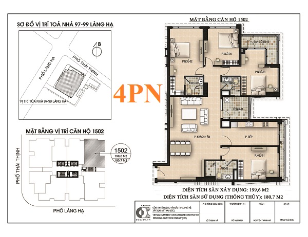 Thiết kế căn hộ 4PN chung cư 97-99 Láng Hạ Petrowaco