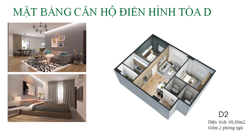 Thiết kế căn hộ loại D Eco City Việt Hưng - Long Biên