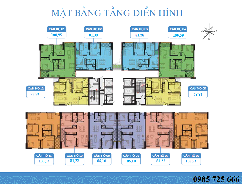 Măt bằng căn hộ Trung Yên Smile Building - Nguyễn Cảnh Dị