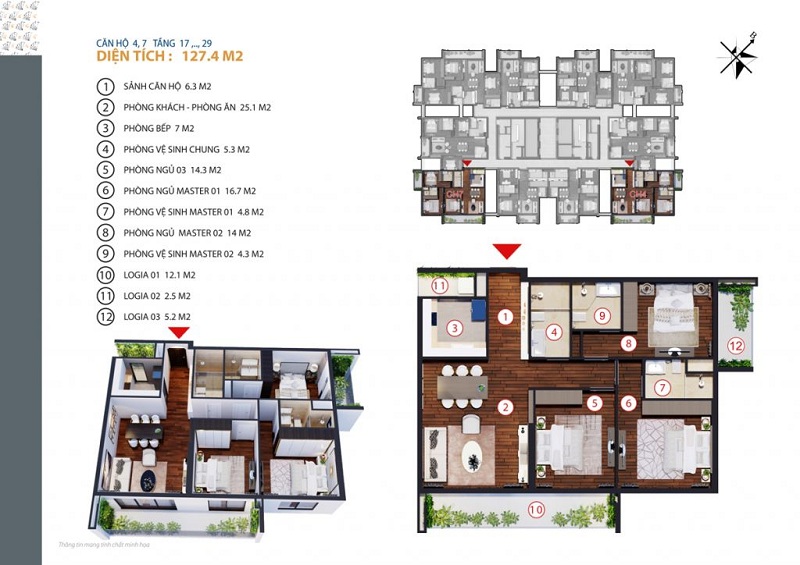 Thiết kế căn hộ 4-7 tầng 17-29 Gold Tower 275 Nguyễn Trãi