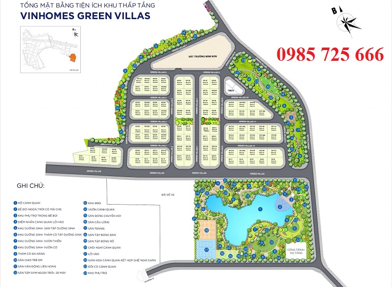 Tổng mặt bằng Vinhomes Green Villas - Biệt thự Vinhomes Smart City