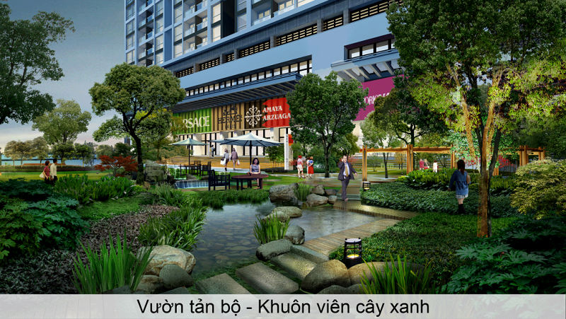 Vườn đi bộ chung cư Green Pearl 378 Minh Khai