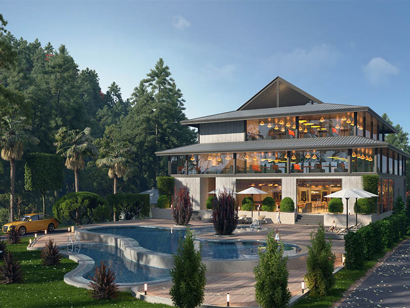 Nhà hàng trung tâm dự án Biệt thự nghỉ dưỡng Sakana Resort Hòa Bình