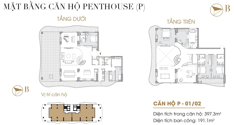 Thiết kế căn hộ Penthouse dự án Five Star West Lake 167 Thụy Khuê - 162 Hoàng Hoa Thám
