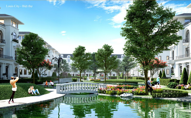 Cảnh quan biệt thự dự án Louis City Tân Mai Hoàng Mai