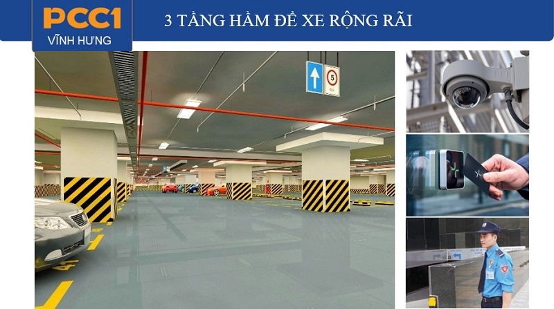 Tiện ích an ninh hầm để xe dự án chung cư PCC1 Vĩnh Hưng - Hoàng Mai
