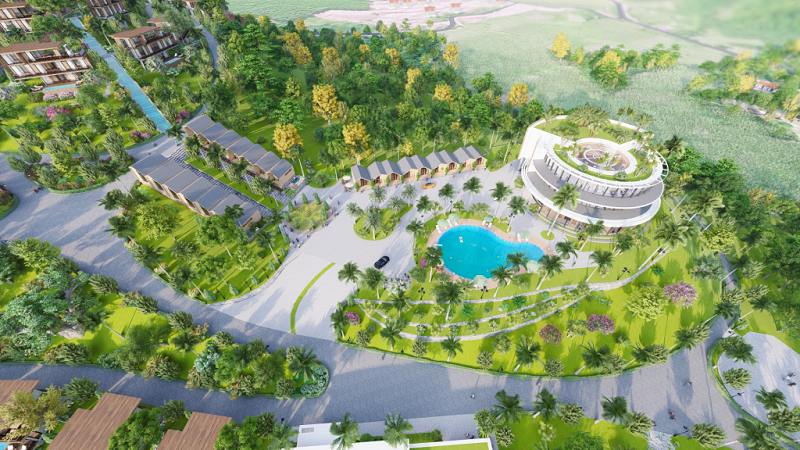 Bể bơi trung tâm dự án Long Thành Luxury Resort Hòa Bình