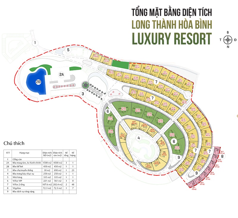 Mặt bằng dự án Long Thành Luxury Resort Hòa Bình