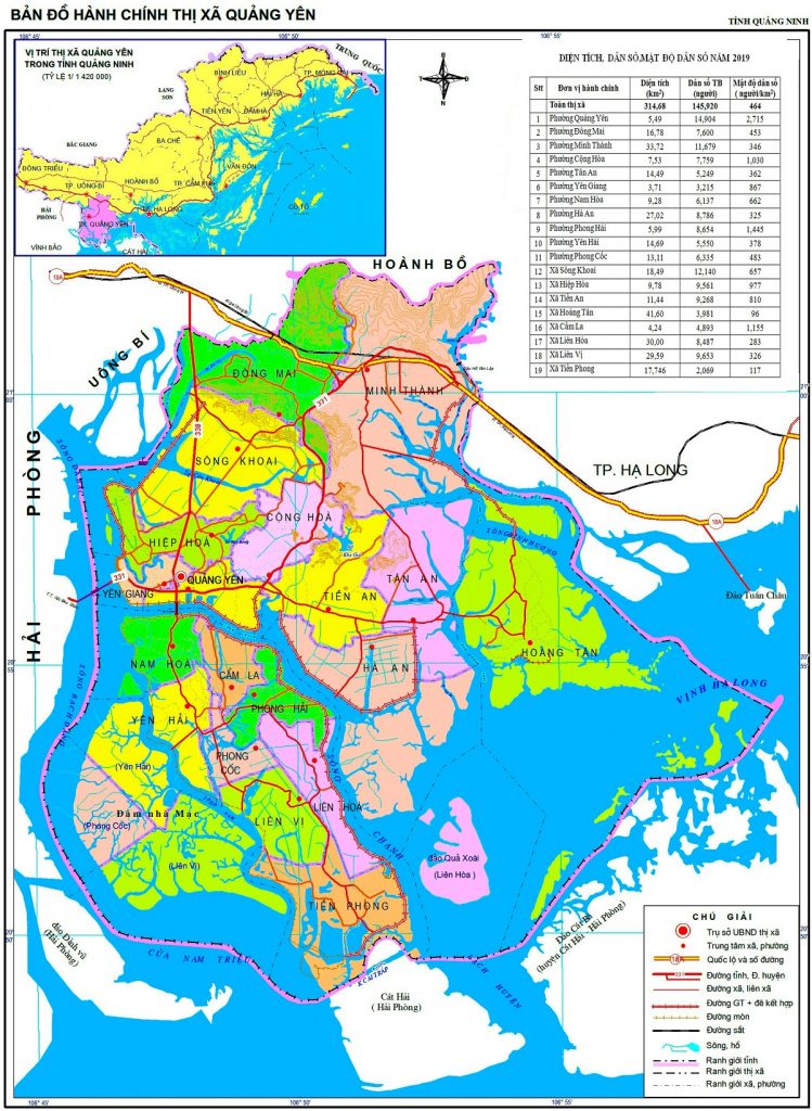 Bản đồ địa giới hành chính Quảng Yên