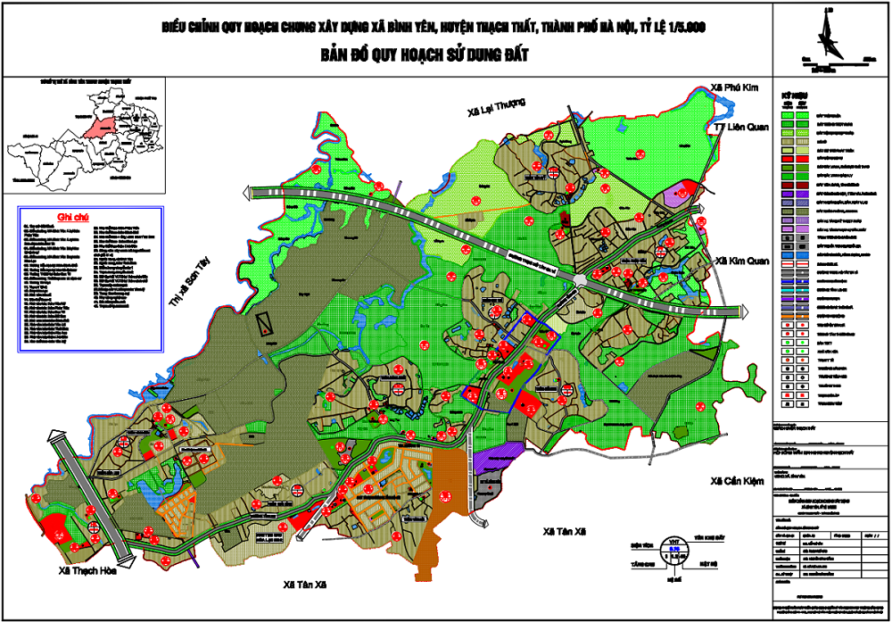 Bản đồ quy hoạch sử dụng đất xã Bình Yên - Thạch Thất (Hòa Lạc)