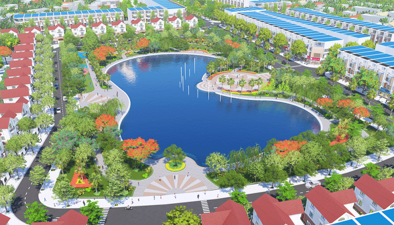 Hồ điều hòa trung tâm dự án Phố Thắng Central Park Hiệp Hòa - Bắc Giang