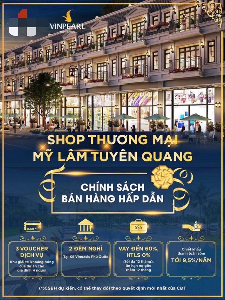 Chính sách bán hàng dự kiến Shophouse Vinpearl Tuyên Quang Spring Valley