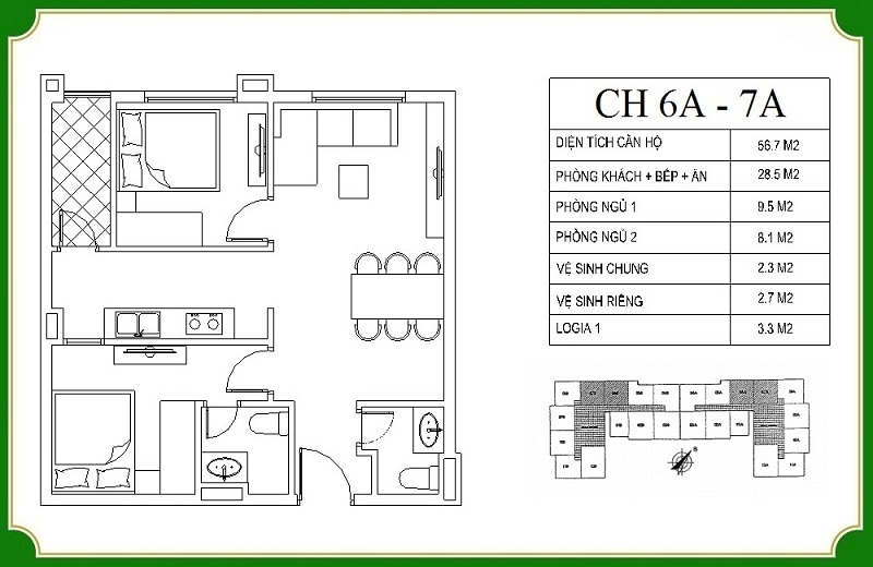 Thiết kế căn hộ 6A-7A chung cư NHS Phương Canh Residence