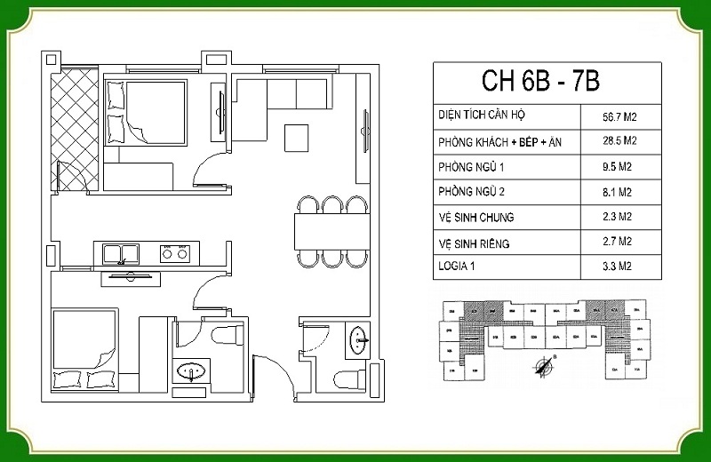 Thiết kế căn hộ 6B-7B chung cư NHS Phương Canh Residence