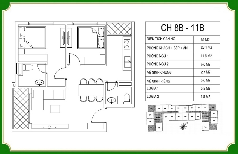 Thiết kế căn hộ 8B-11B chung cư NHS Phương Canh Residence