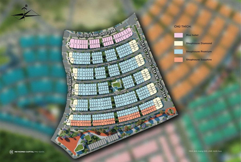 Mặt bằng phân khu Rosada dự án Meyhomes Capital Phú Quốc - Tân Á Đại Thành