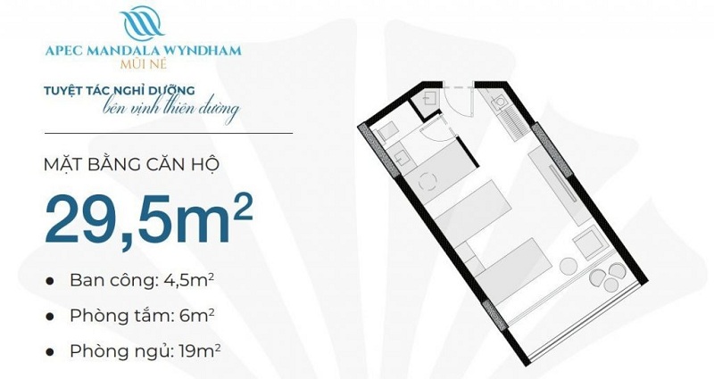 Thiết kế căn hộ 29,5m2 Apec Mandala Wyndham Mũi Né - Phan Thiết