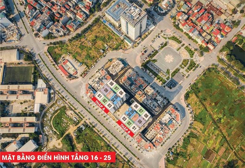 Flycam mặt bằng tầng 16-25 HC Golden City Bồ Đề - Long Biên