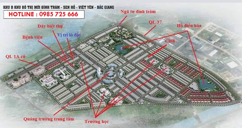 Mặt bằng tiện ích dự án Khu Đô Thị Đình Trám Sen Hồ - Bắc Giang