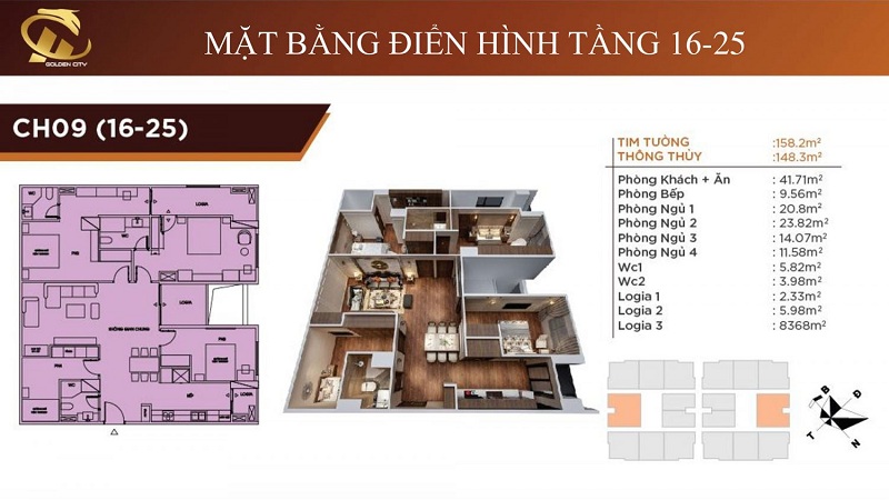 Thiết kế căn hộ 9 tầng 16-25 HC Golden City Bồ Đề - Long Biên