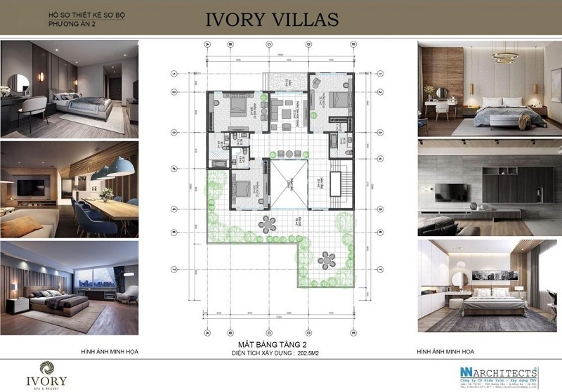 Mặt bằng tầng 2 mẫu B biệt thự Ivory Villas & Resort Hòa Bình