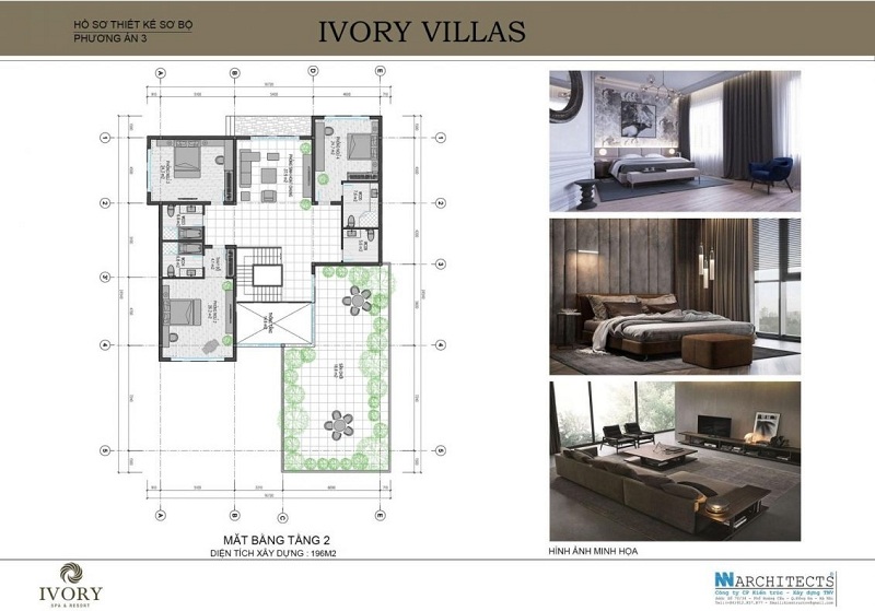 Mặt bằng tầng 2 mẫu C biệt thự Ivory Villas & Resort Hòa Bình