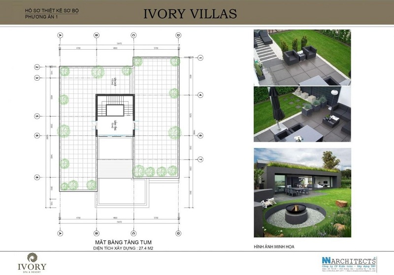 Mặt bằng tầng tum mẫu A biệt thự Ivory Villas & Resort Hòa Bình