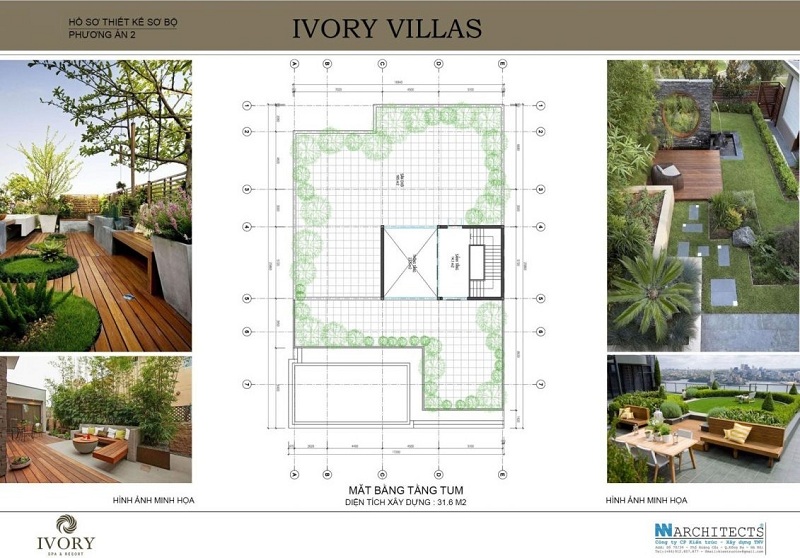 Mặt bằng tầng tum mẫu B biệt thự Ivory Villas & Resort Hòa Bình