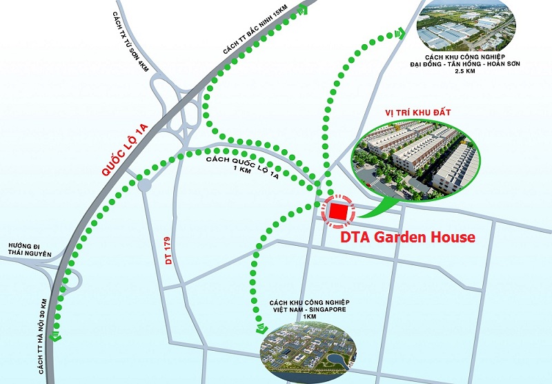 Vị trí dự án DTA Garden House VSIP Bắc Ninh