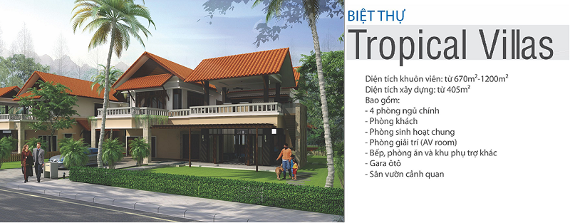 Phối cảnh biệt thự Tropical Xanh Villas Resort Hòa Lạc