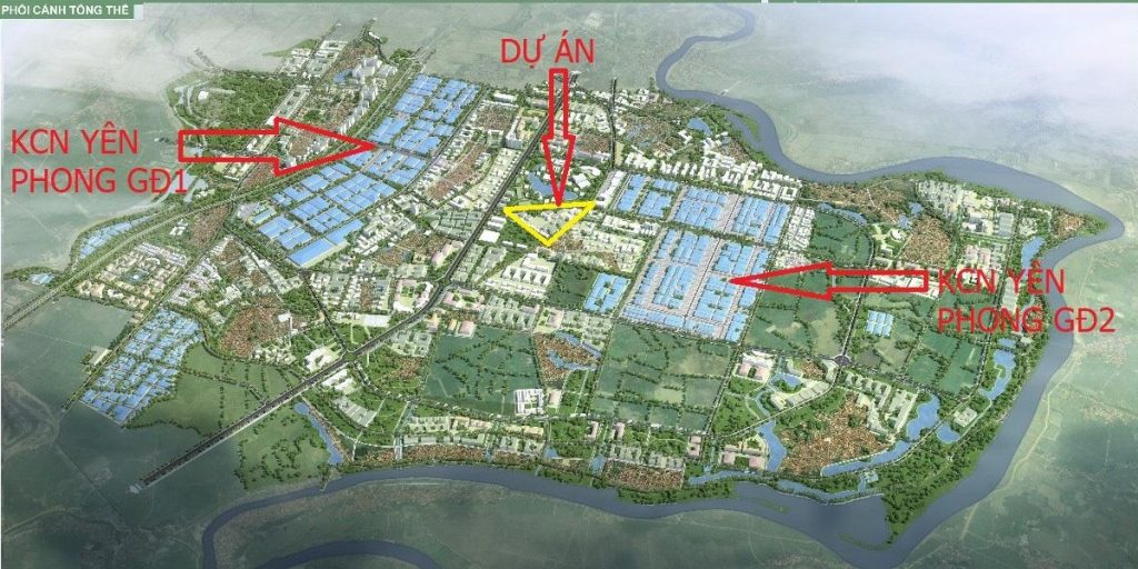 Phối cảnh tổng thể dự án An Bình Golden Town và khu CN Yên Phong - Bắc Ninh