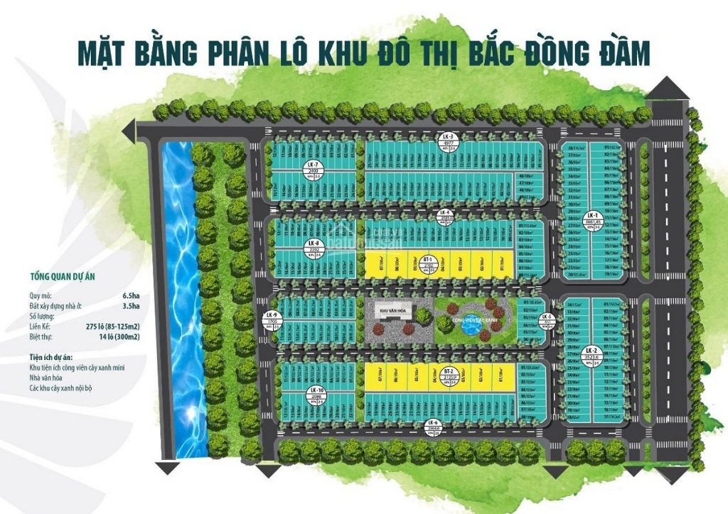 Mặt bằng phân lô dự án khu dân cư Bắc Đồng Đầm - Tiền Hải - Thái Bình