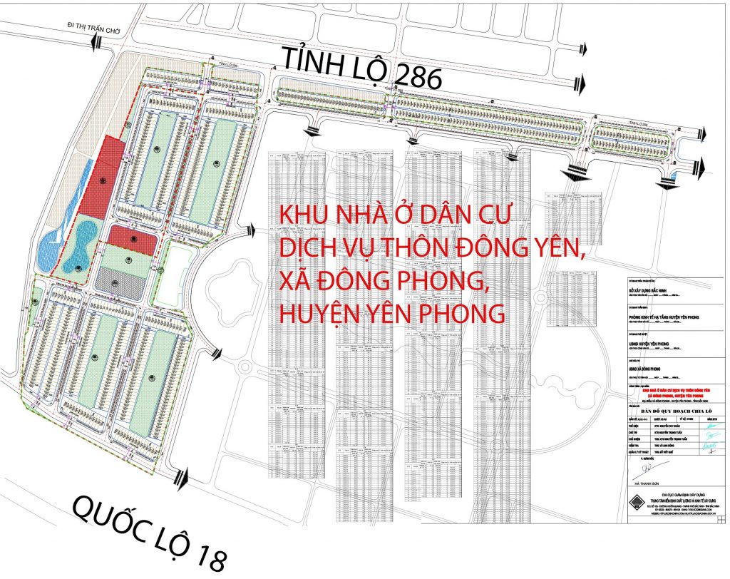 Mặt bằng tổng thể khu đấu giá thôn Đông Yên - Đông Phong - Yên Phong Văn Phú Invest