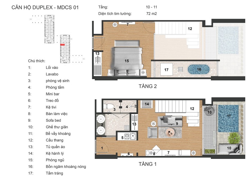 Thiết kế căn hộ duplex dự án Apec Mandala Kim Bôi - Hòa Bình