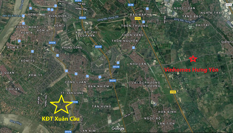 Vị trí dự án khu đô thị sinh thái Xuân Cầu - Văn Giang