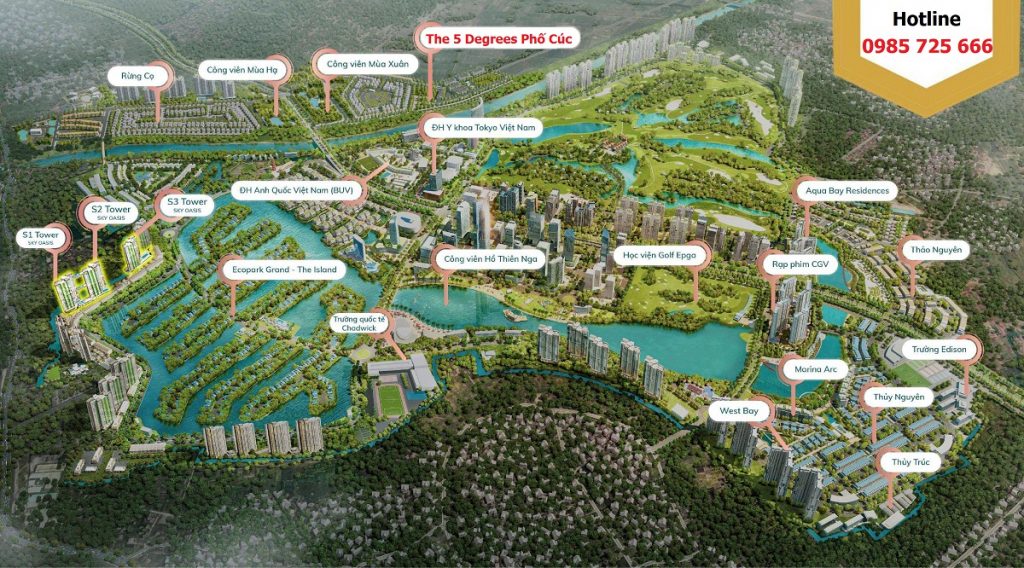Vị trí chung cư The 5 Degrees Phố Cúc Ecopark - An Phú