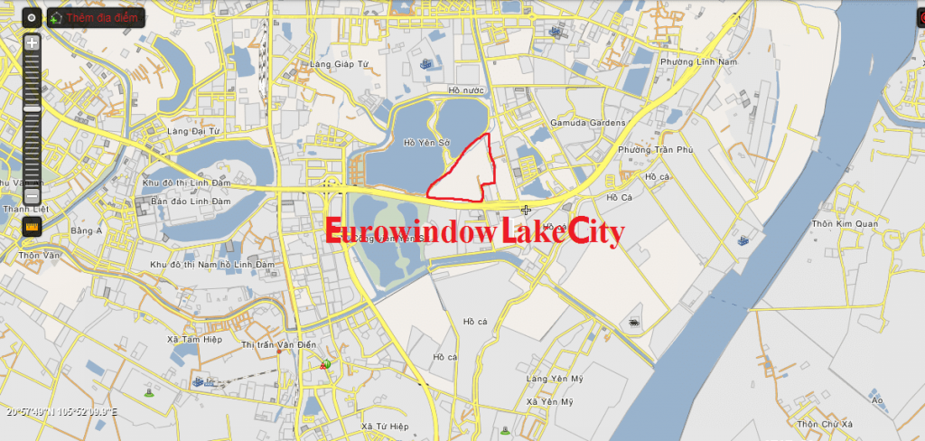 Vị trí dự án Eurowindow Lake City Hoàng Mai - Yên Sở