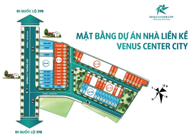 Mặt bằng dự án Venus Center City Trần Lãm - Thái Bình