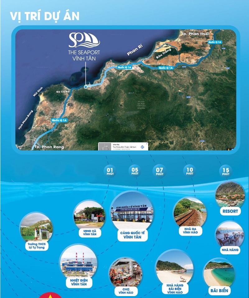 Vị trí dự án đất nền Seaport Vĩnh Tân - Bình Thuận