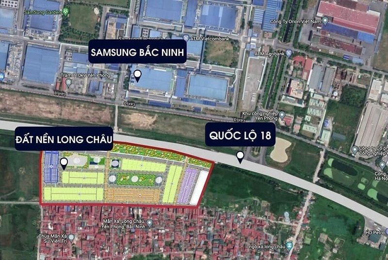 Đất nền dự án Long Châu Star Mẫn Xá - Yên Phong đối diện Samsung Bắc Ninh