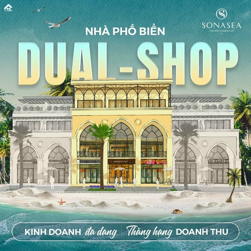 Phối cảnh nhà phố biển dual shop Sonasea Silk Path Vân Đồn - CEO Group