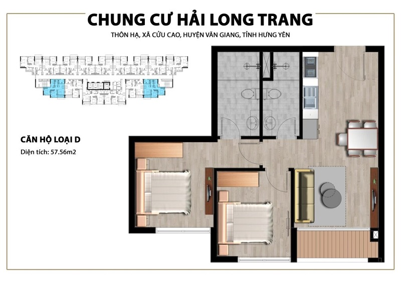 Thiết kế căn hộ D dự án chung cư Trust City Văn Giang - Hải Long Trang